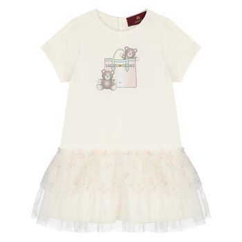Younger Girls Ivory Bag Dress