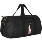 Girls Black & Pink Logo Duffle Bag, 1, hi-res