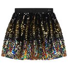 Girls Black & Gold Sequin Skirt, 1, hi-res