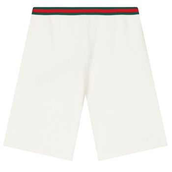 Ivory Cotton Web Striped Shorts