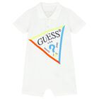 Baby Boys White Logo Polo Romper, 2, hi-res