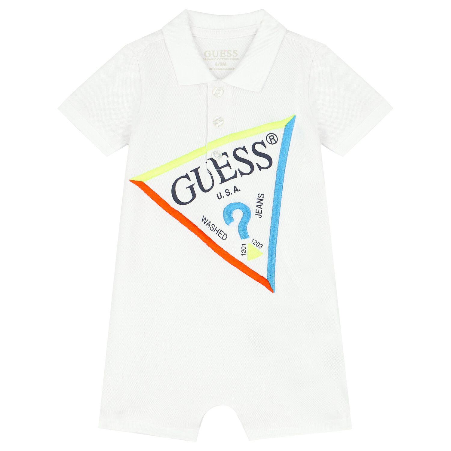 Baby Boys White Logo Polo Romper, 2, hi-res