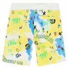 Boys White, Yellow & Blue Logo Shorts, 1, hi-res