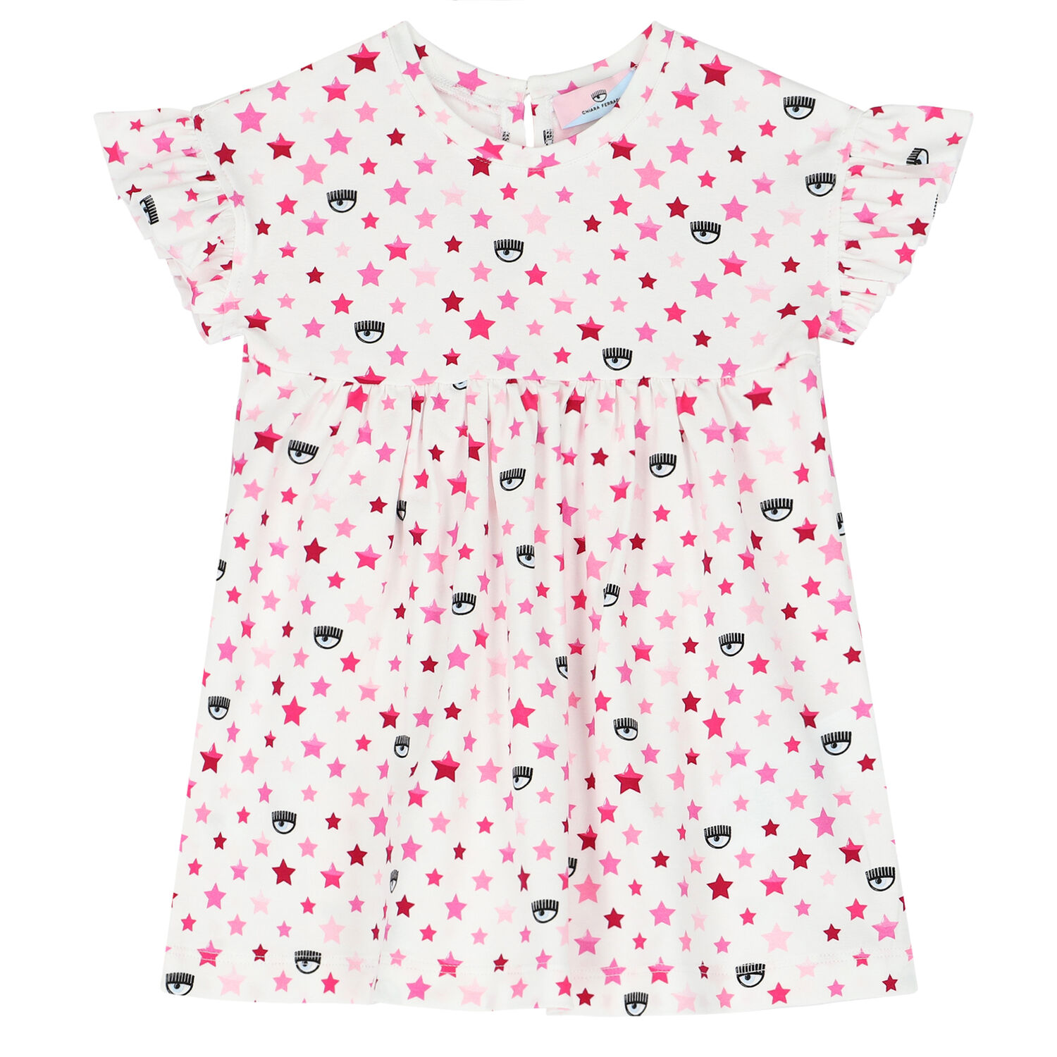 Younger Girls White & Pink Logo Dress, 1, hi-res image number null