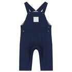 Baby Boys Ivory & Navy Blue Dungaree Set, 1, hi-res