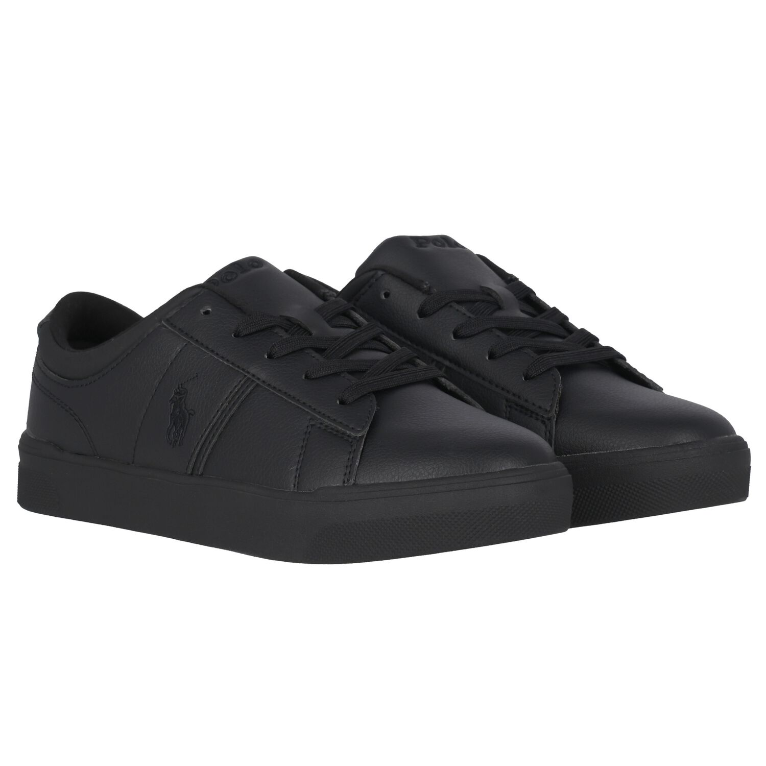 Boys Black Logo Trainers, 1, hi-res