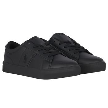Boys Black Logo Trainers