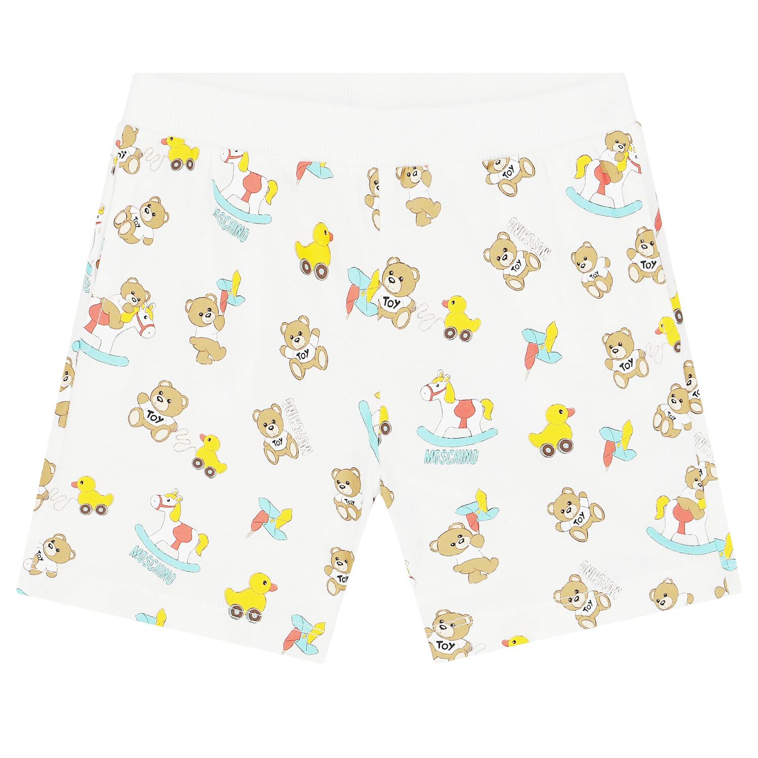 Ivory Teddy Bear Logo Shorts Set, 2, hi-res
