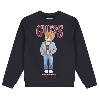 Boys Navy Blue Teddy Bear Logo Sweatshirt