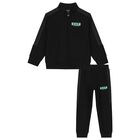 Boys Black Logo Tracksuit, 1, hi-res