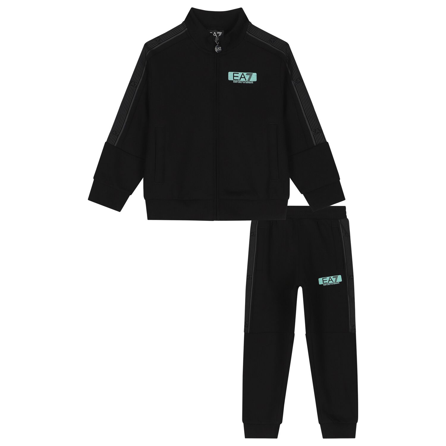 Boys Black Logo Tracksuit, 1, hi-res