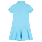 Girls Blue Logo Polo Dress, 2, hi-res