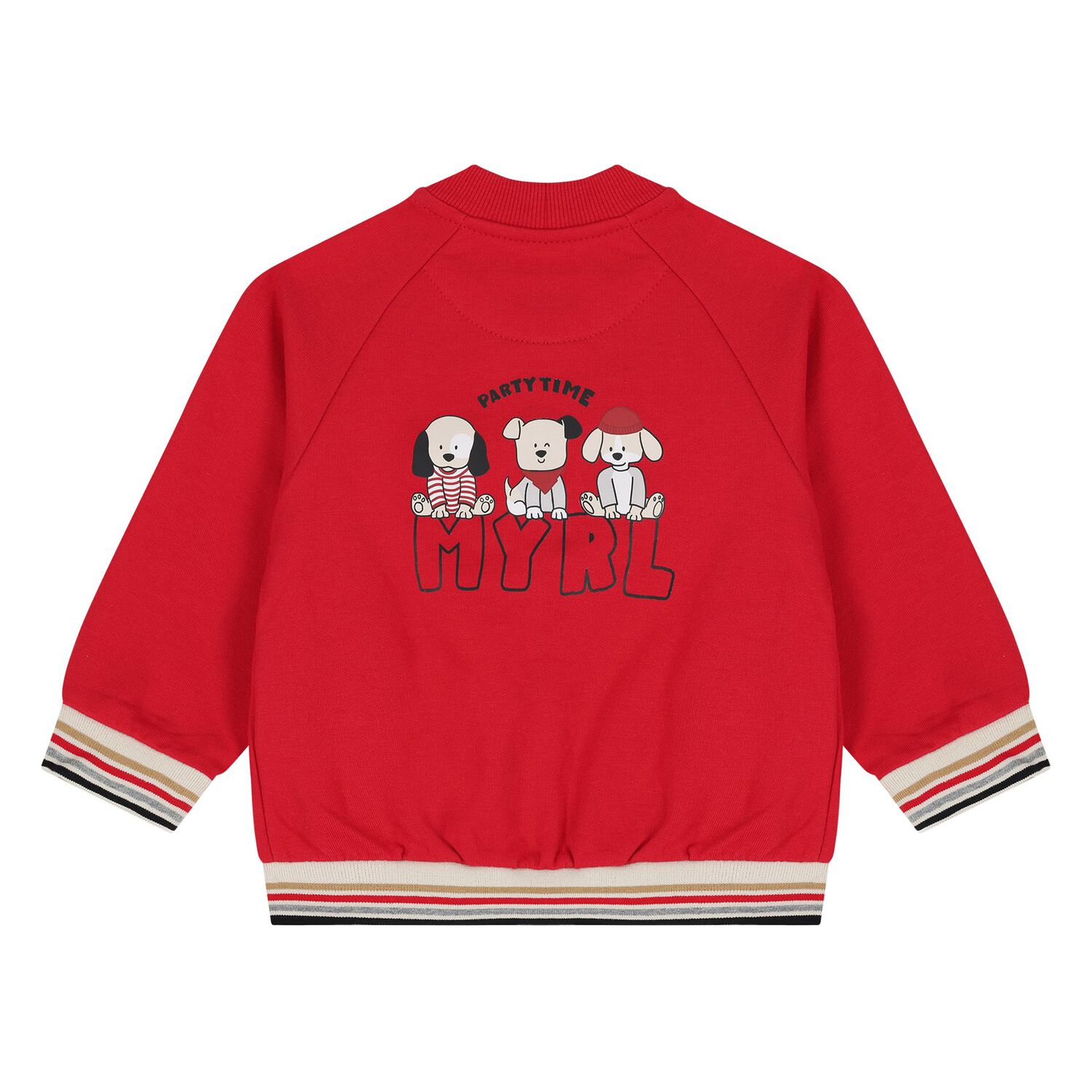 Younger Boys Red, Grey & Beige Puppy Tracksuit Set ( 3 Piece ), 1, hi-res