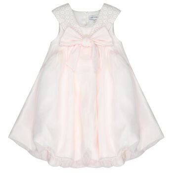 Girls Mini Me Pink Bow Organza Dress