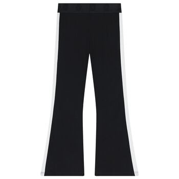 Girls Black Flower Logo Leggings