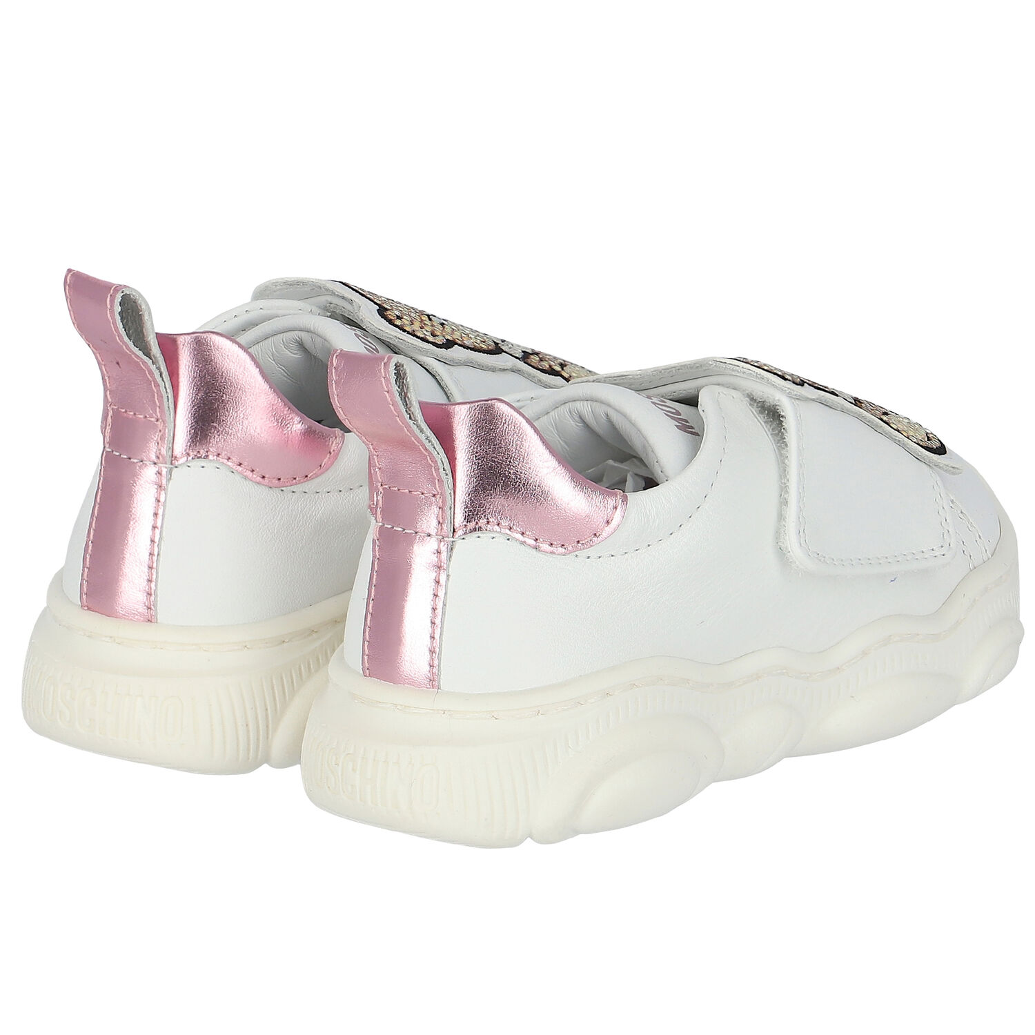 Girls White Embellished Teddy Logo Trainers, 1, hi-res