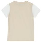 Boys White & Beige Logo T-Shirt, 1, hi-res