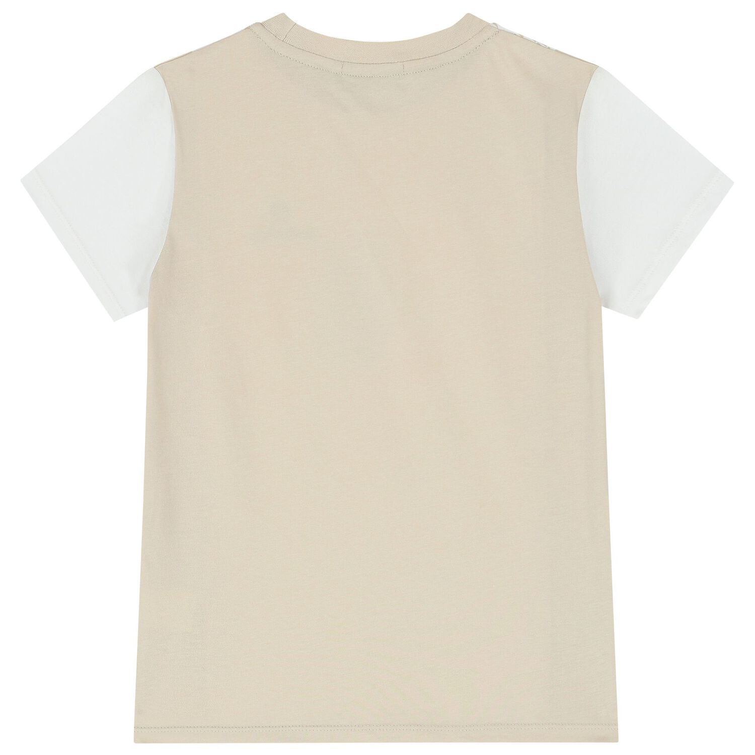 Boys White & Beige Logo T-Shirt, 1, hi-res