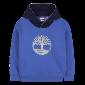 TIMBERLAND Boys Blue Logo Hooded Top, 1 Boys Blue Logo Hooded Top