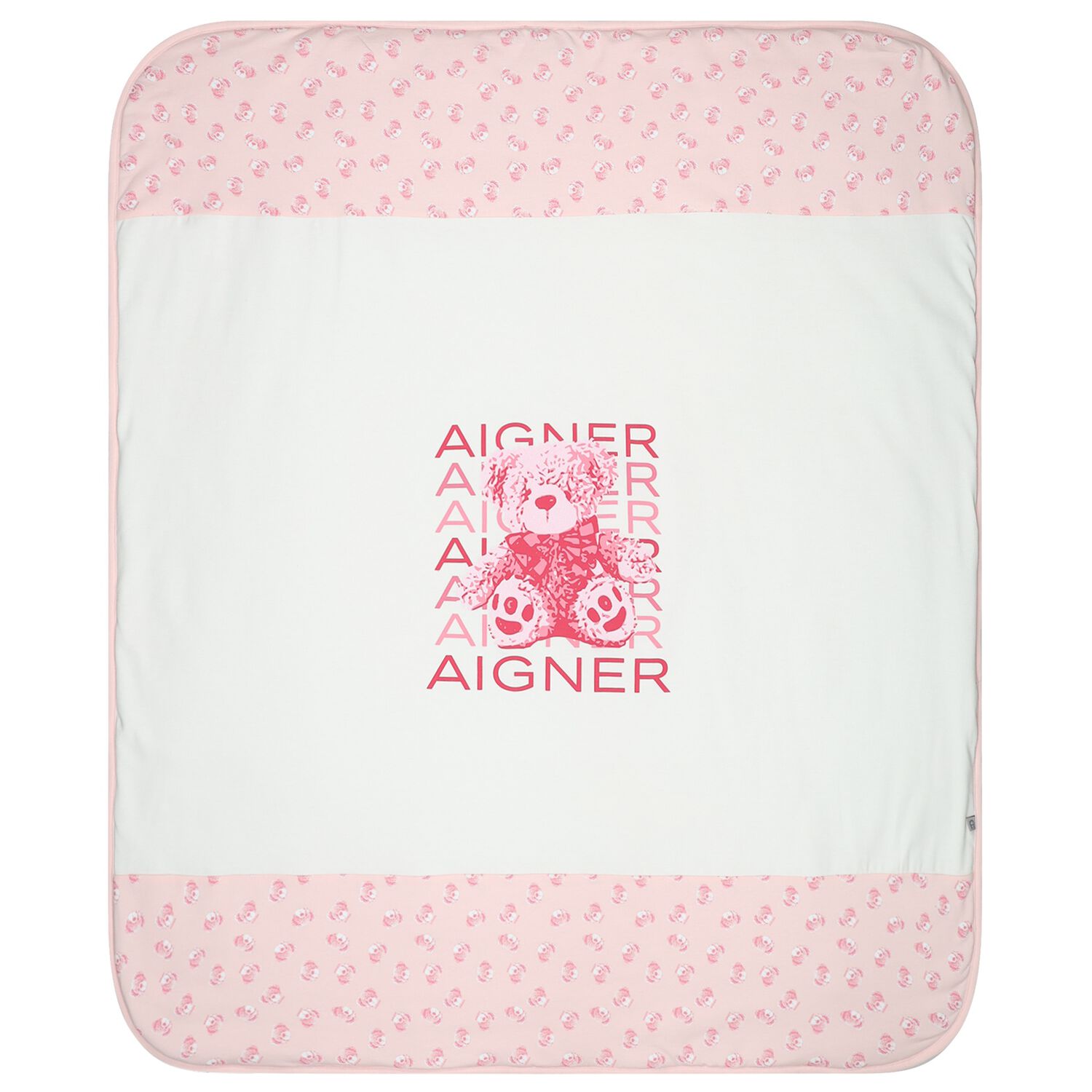 Baby Girls White & Pink Teddy Bear Logo Blanket , 3, hi-res
