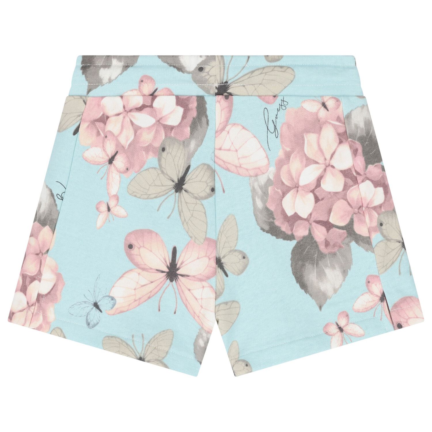 Girls Blue Logo Floral Shorts, 2, hi-res