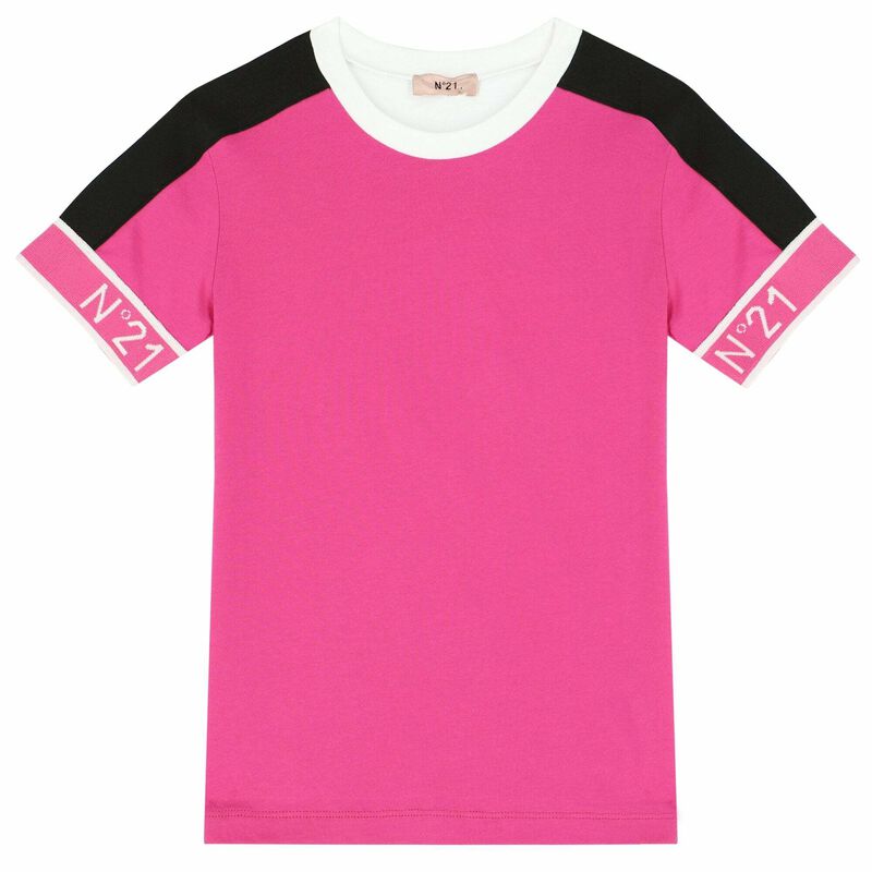 Girls Pink & White T-shirt, 1, hi-res image number null