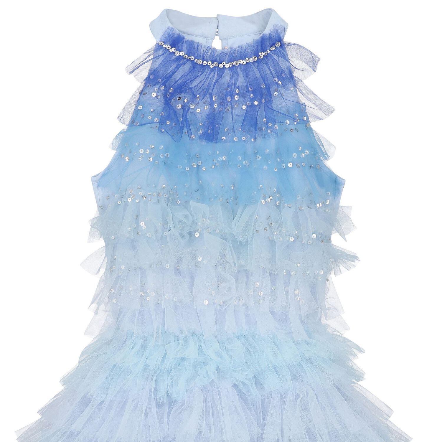 Girls Blue Layered Tulle Dress, 1, hi-res