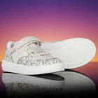 Girls Ivory & Gold Logo Trainers, 1, hi-res