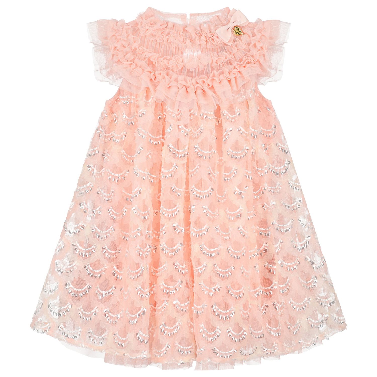 Girls Pink Sequin Tulle Dress, 1, hi-res image number null