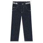 Younger Boys Navy Logo Jeans, 1, hi-res