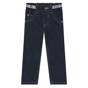 Younger Boys Navy Logo Jeans