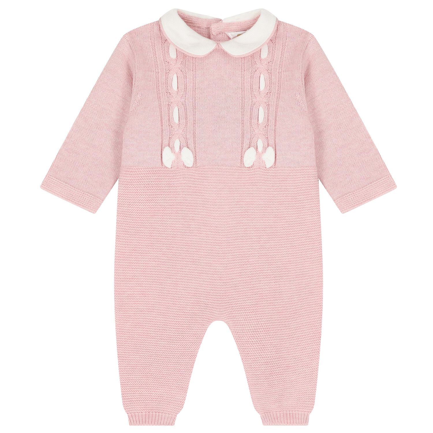 Baby Girls Pink Knitted Romper, 1, hi-res
