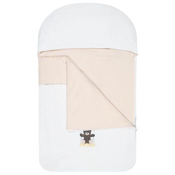 White & Beige Teddy Bear Logo Baby Nest