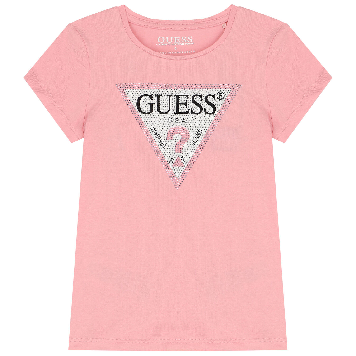 Girls Pink Diamante Logo T-Shirt, 4, hi-res
