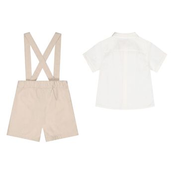 Younger Boys Beige & Ivory Shorts Set
