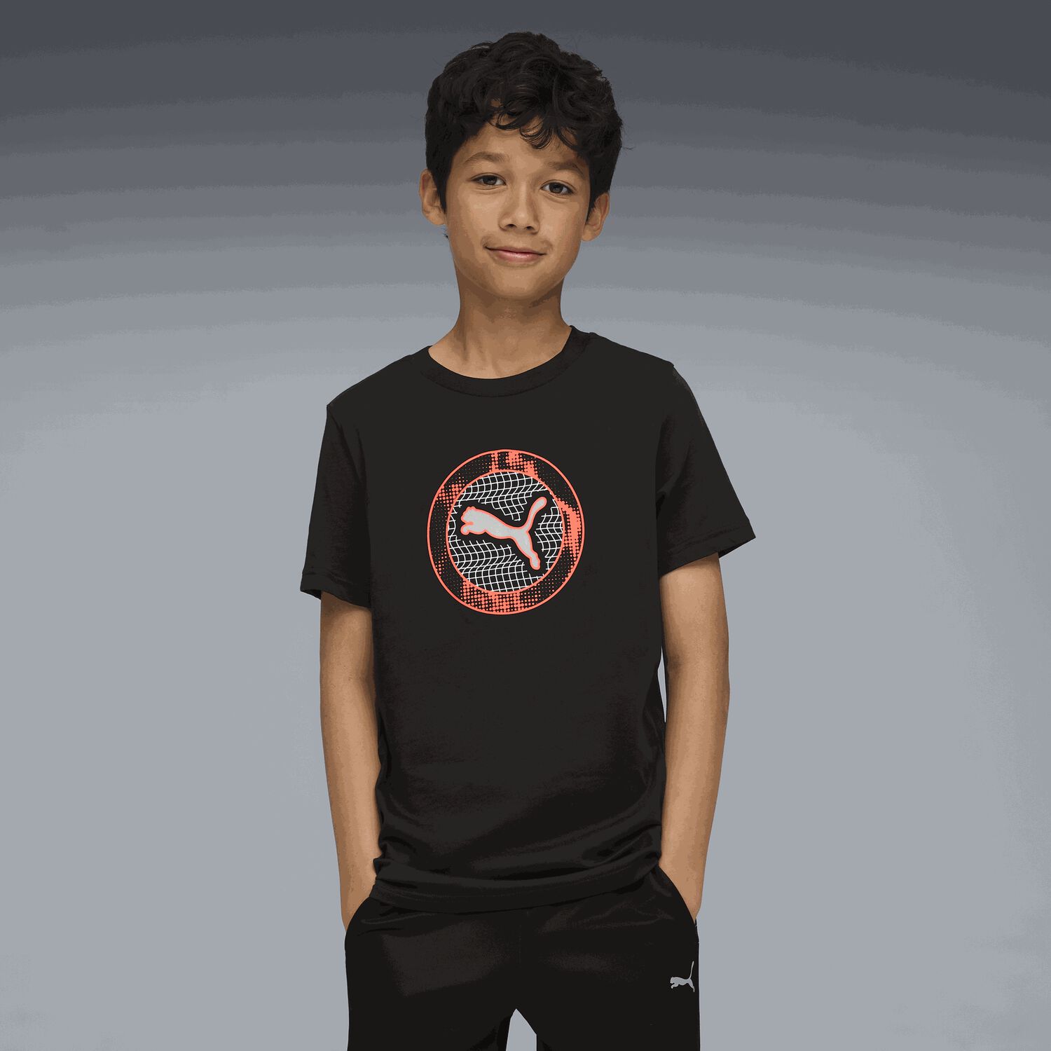 Boys Black Logo T-Shirt, 1, hi-res