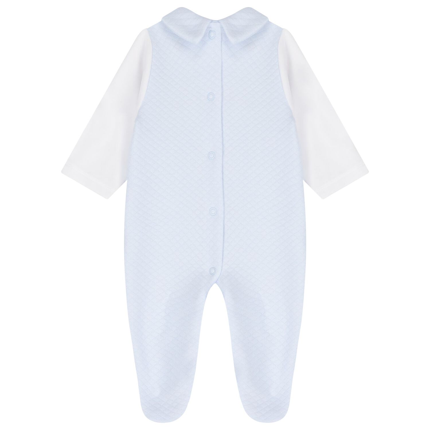 Baby Boys White & Blue Babygrow, 1, hi-res