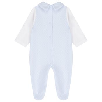 Baby Boys White & Blue Babygrow