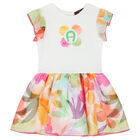 Younger Girls White Floral Logo Dress, 1, hi-res