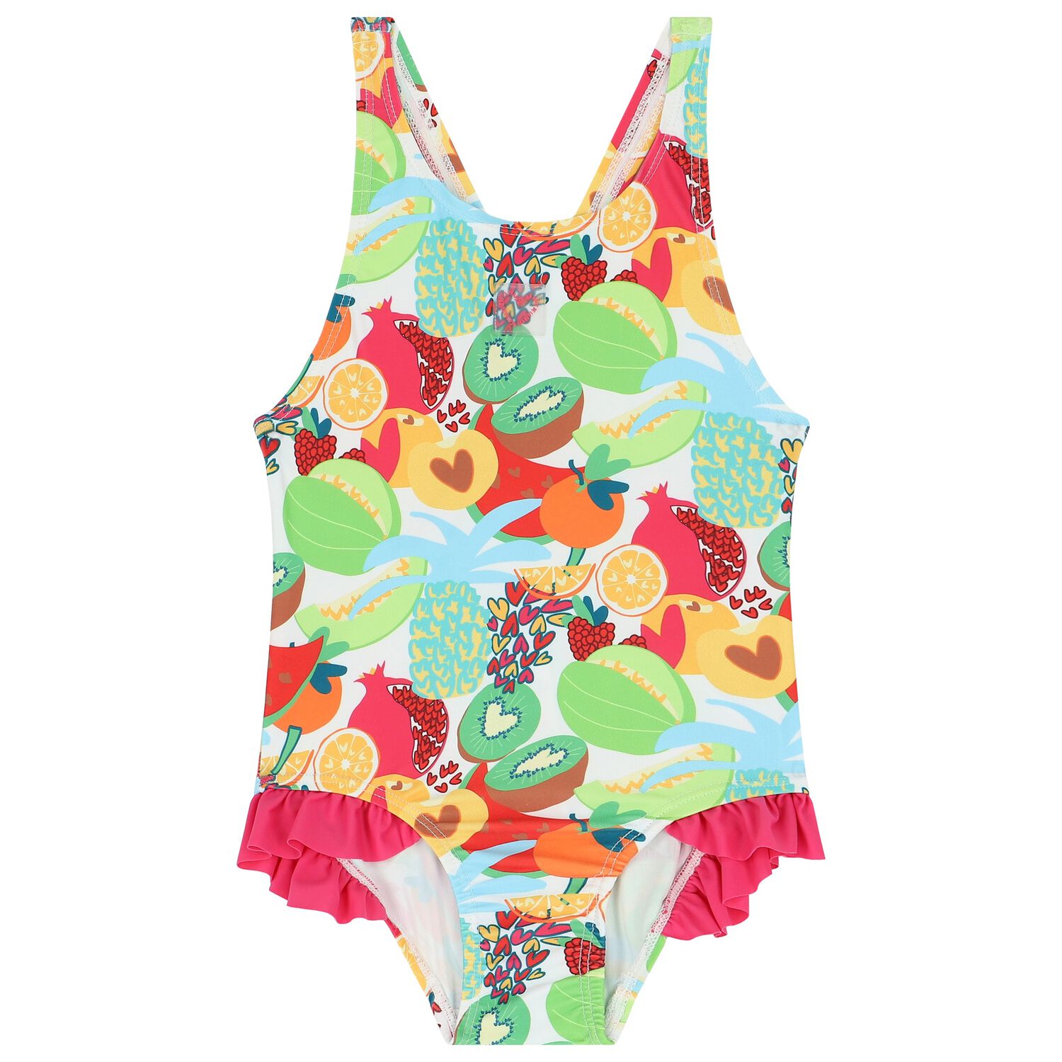 Girls Multi-Coloured Fruit Swimsuit, 1, hi-res