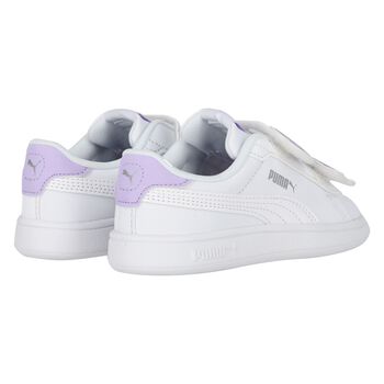Girls White & Purple Logo Trainers