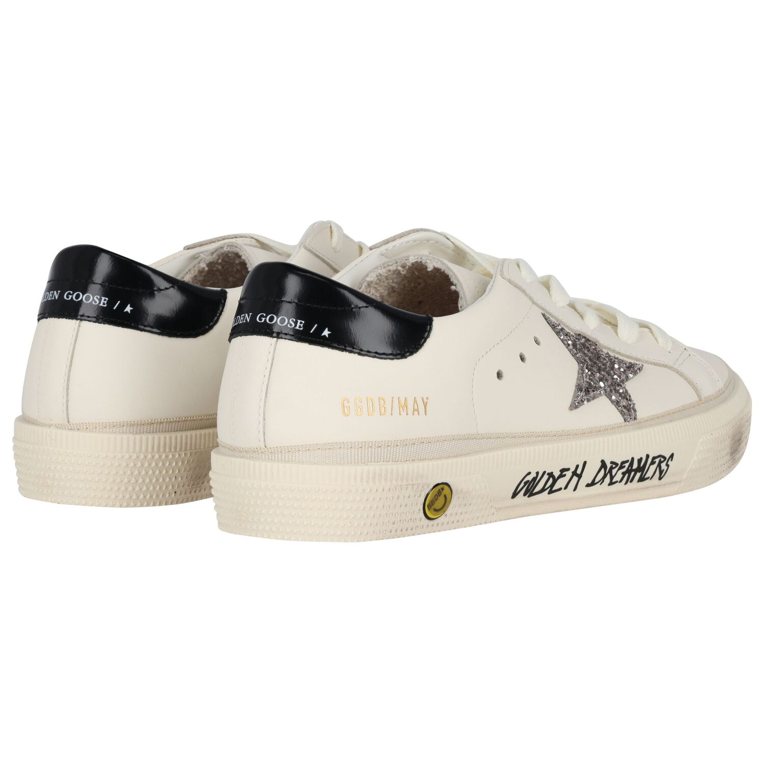 Girls Ivory & Silver Logo Trainers, 1, hi-res