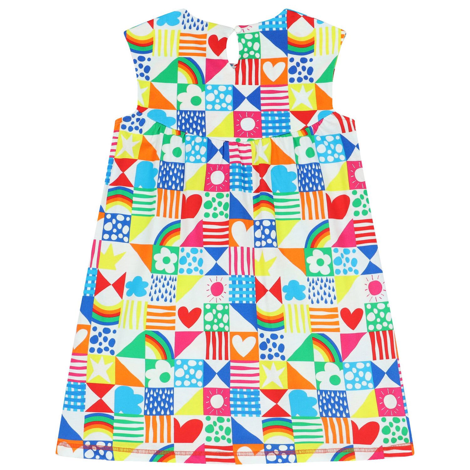 Girls Multi-Coloured Hearts Dress, 1, hi-res