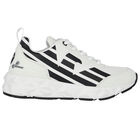 White & Black Logo Trainers, 1, hi-res