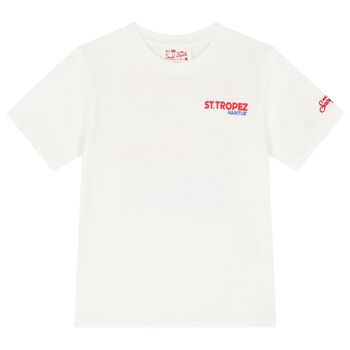 Boys White St Tropez Logo T-Shirt