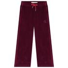 Girls Burgundy Logo Trousers, 2, hi-res