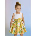 Girls White & Yellow Floral Dress, 2, hi-res