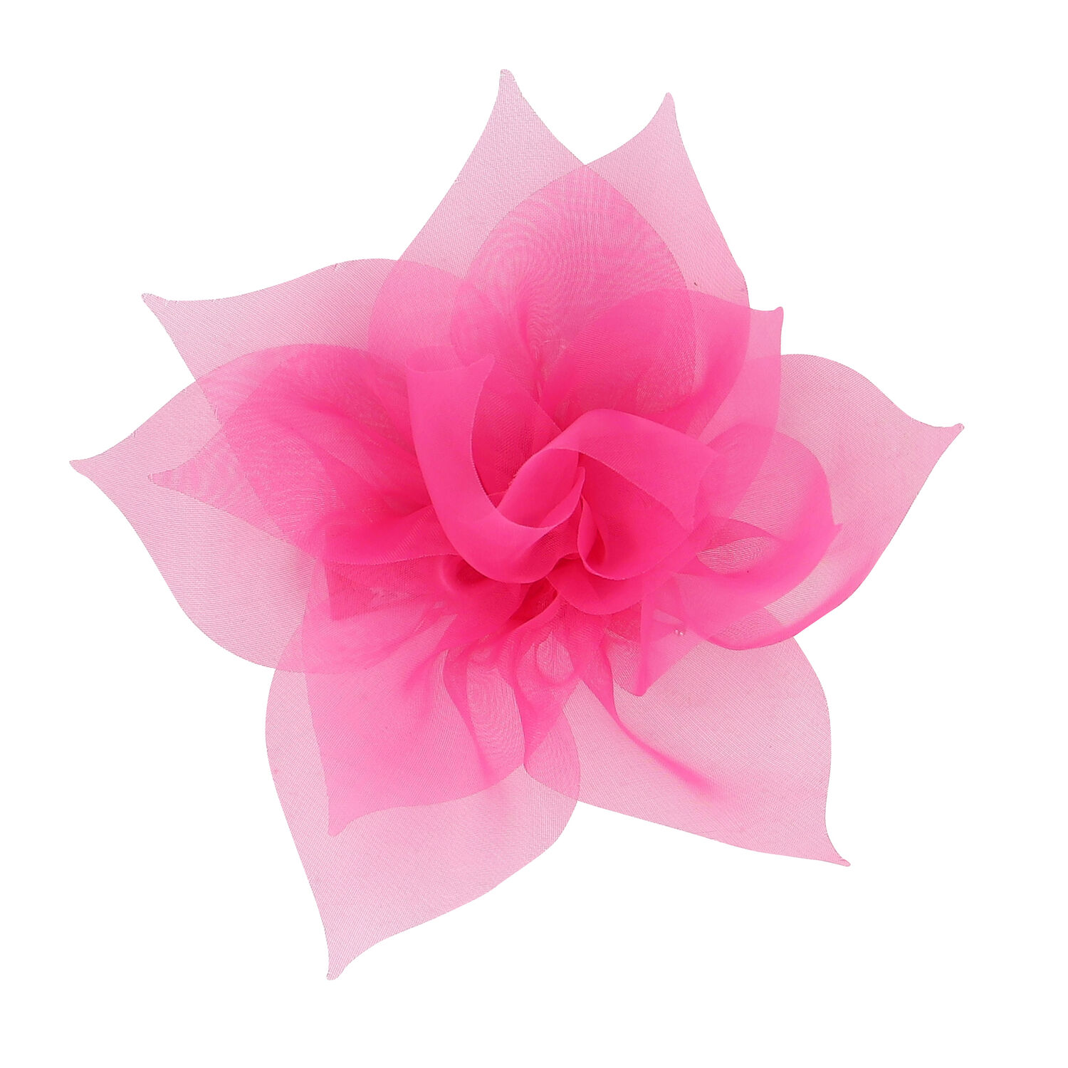 Girls Pink Tulle Flower Hair Clip, 1, hi-res