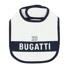 Baby Boys White & Navy Logo Bib, 1, hi-res