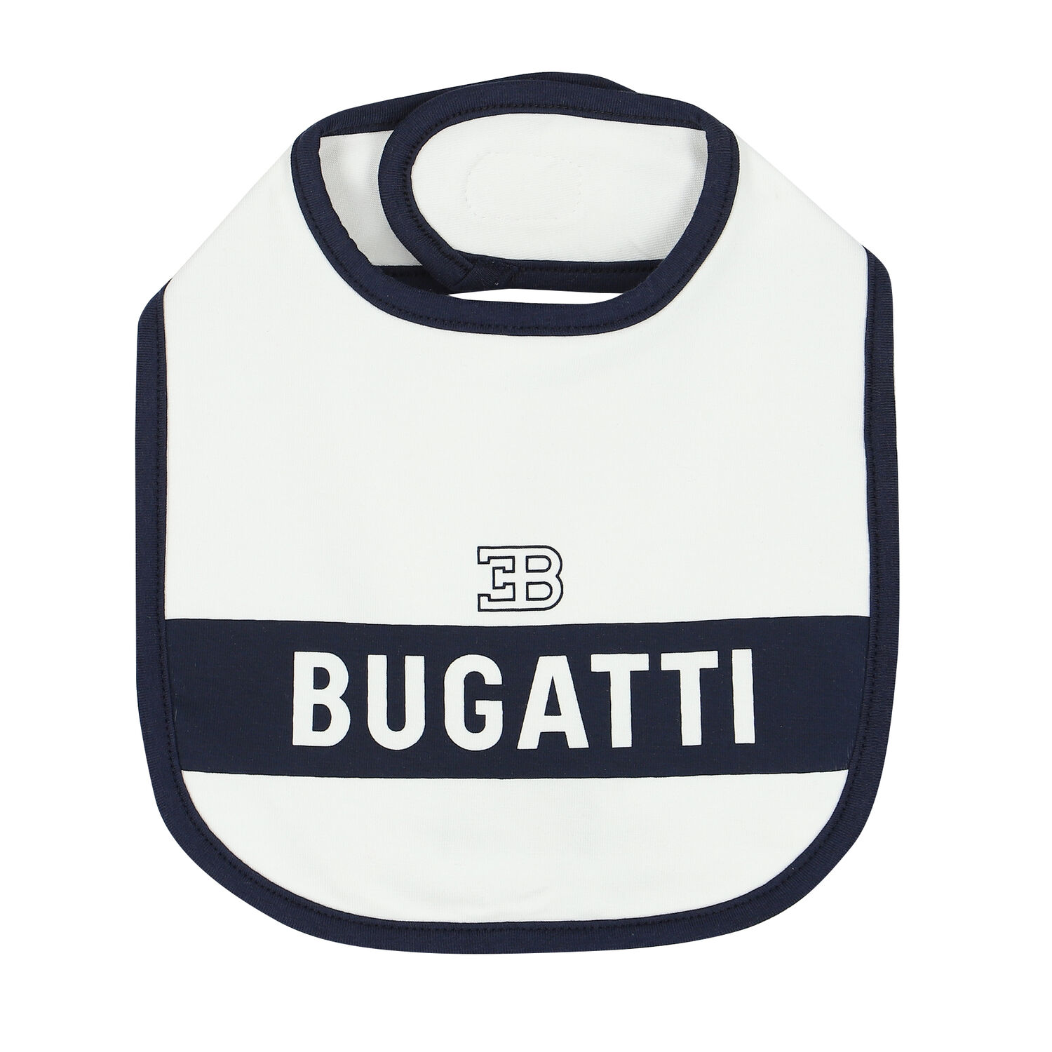 Baby Boys White & Navy Logo Bib, 1, hi-res